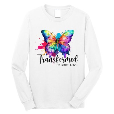 Transformed By Gods Love Colorful Butterfly Long Sleeve Shirt