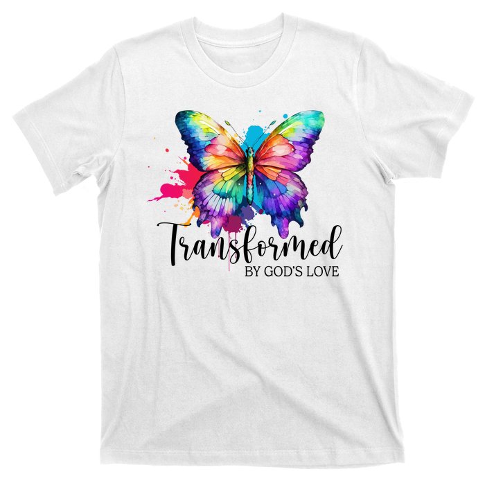 Transformed By Gods Love Colorful Butterfly T-Shirt