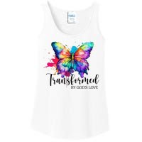 Transformed By Gods Love Colorful Butterfly Ladies Essential Tank