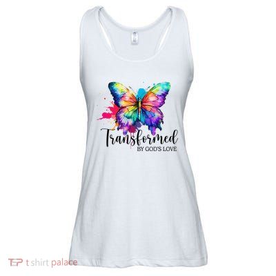 Transformed By Gods Love Colorful Butterfly Ladies Essential Flowy Tank