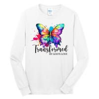 Transformed By Gods Love Colorful Butterfly Tall Long Sleeve T-Shirt