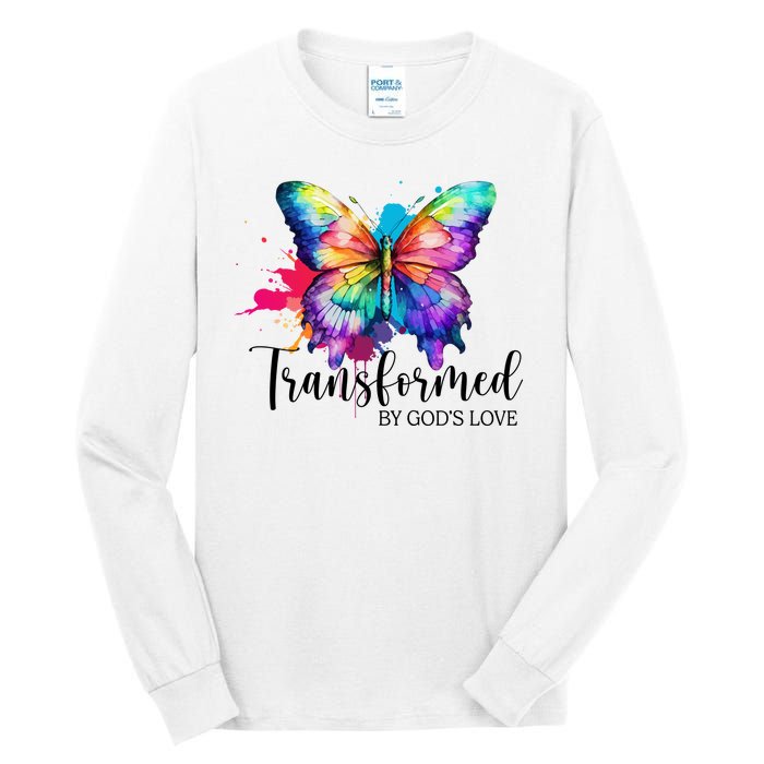 Transformed By Gods Love Colorful Butterfly Tall Long Sleeve T-Shirt