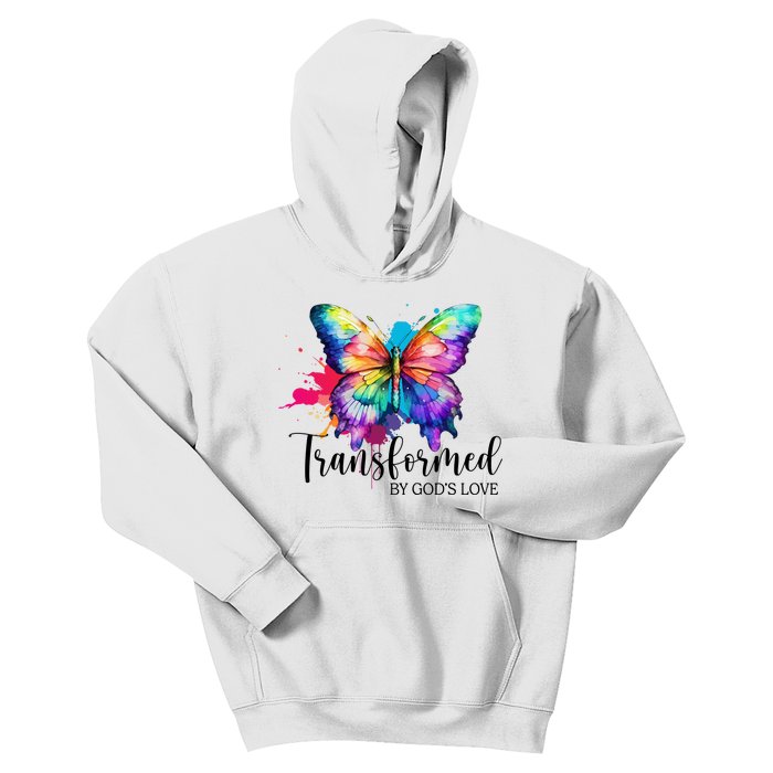 Transformed By Gods Love Colorful Butterfly Kids Hoodie