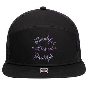 Thankful Blessed Grateful Gradient Shine Gift 7 Panel Mesh Trucker Snapback Hat