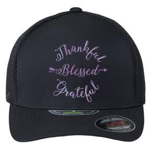 Thankful Blessed Grateful Gradient Shine Gift Flexfit Unipanel Trucker Cap