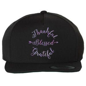 Thankful Blessed Grateful Gradient Shine Gift Wool Snapback Cap