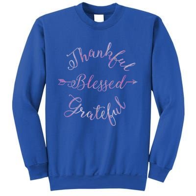 Thankful Blessed Grateful Gradient Shine Gift Sweatshirt