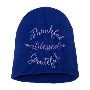 Thankful Blessed Grateful Gradient Shine Gift Short Acrylic Beanie