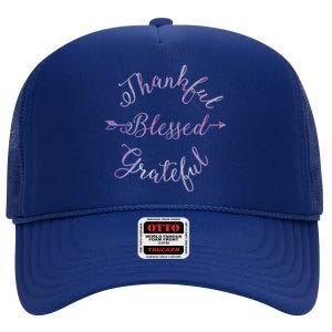 Thankful Blessed Grateful Gradient Shine Gift High Crown Mesh Back Trucker Hat