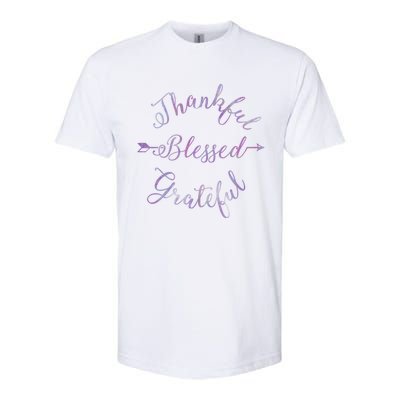 Thankful Blessed Grateful Gradient Shine Gift Softstyle CVC T-Shirt