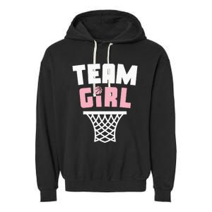 Team Basketball Gender Reveal Pink Baby Shower Party Garment-Dyed Fleece Hoodie