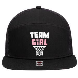 Team Basketball Gender Reveal Pink Baby Shower Party 7 Panel Mesh Trucker Snapback Hat