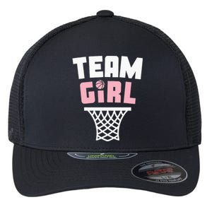 Team Basketball Gender Reveal Pink Baby Shower Party Flexfit Unipanel Trucker Cap