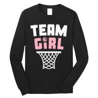 Team Basketball Gender Reveal Pink Baby Shower Party Long Sleeve Shirt