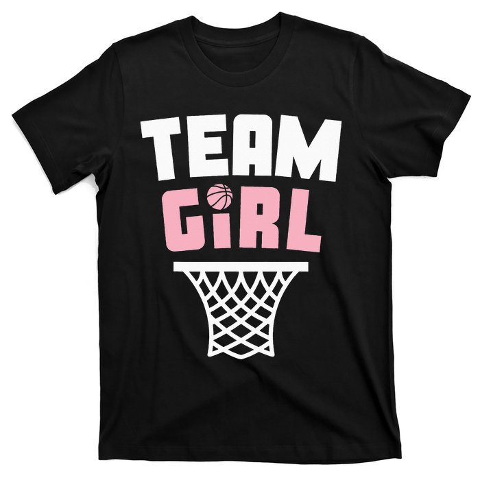 Team Basketball Gender Reveal Pink Baby Shower Party T-Shirt