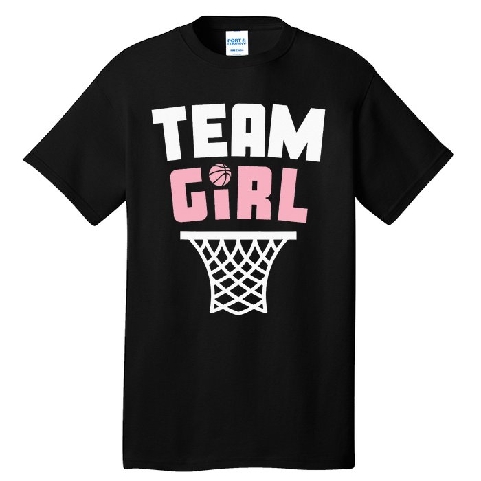 Team Basketball Gender Reveal Pink Baby Shower Party Tall T-Shirt