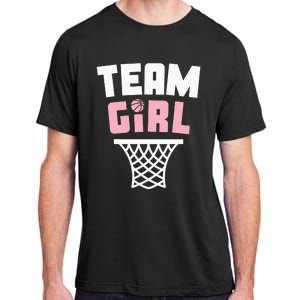 Team Basketball Gender Reveal Pink Baby Shower Party Adult ChromaSoft Performance T-Shirt