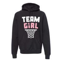 Team Basketball Gender Reveal Pink Baby Shower Party Premium Hoodie