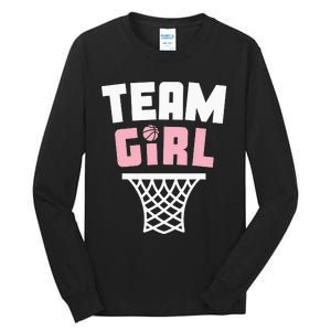 Team Basketball Gender Reveal Pink Baby Shower Party Tall Long Sleeve T-Shirt