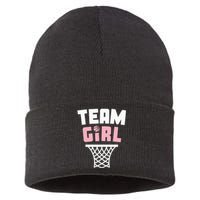 Team Basketball Gender Reveal Pink Baby Shower Party Sustainable Knit Beanie