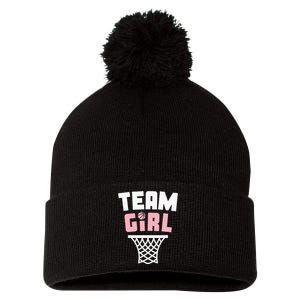 Team Basketball Gender Reveal Pink Baby Shower Party Pom Pom 12in Knit Beanie