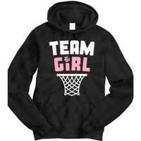 Team Basketball Gender Reveal Pink Baby Shower Party Tie Dye Hoodie