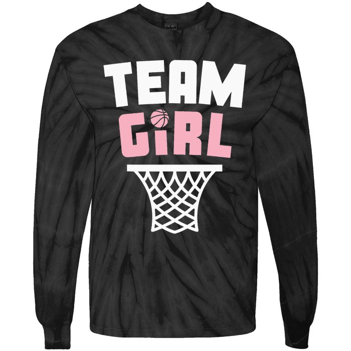 Team Basketball Gender Reveal Pink Baby Shower Party Tie-Dye Long Sleeve Shirt