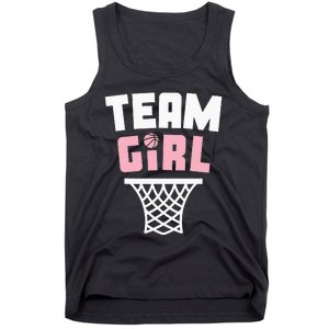 Team Basketball Gender Reveal Pink Baby Shower Party Tank Top