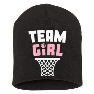 Team Basketball Gender Reveal Pink Baby Shower Party Short Acrylic Beanie