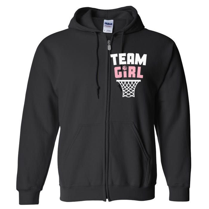 Team Basketball Gender Reveal Pink Baby Shower Party Full Zip Hoodie