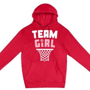 Team Basketball Gender Reveal Pink Baby Shower Party Premium Pullover Hoodie