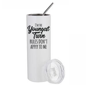 Twins Birthday Gift Funny Siblings Youngest Twin Stainless Steel Tumbler