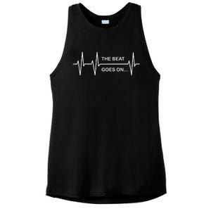 The Beat Goes On Heartbeat Rehab After Surgery Heart Op Gift Ladies PosiCharge Tri-Blend Wicking Tank