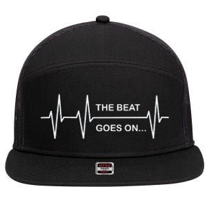 The Beat Goes On Heartbeat Rehab After Surgery Heart Op Gift 7 Panel Mesh Trucker Snapback Hat