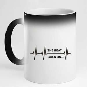 The Beat Goes On Heartbeat Rehab After Surgery Heart Op Gift 11oz Black Color Changing Mug