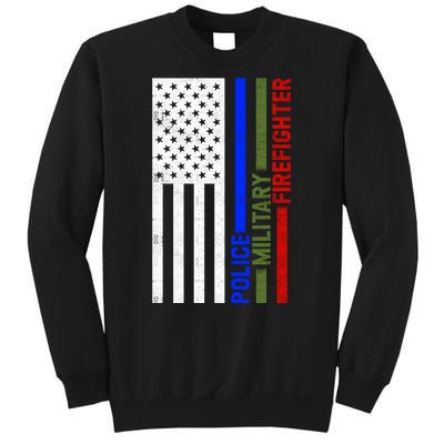 Thin Blue Green Red Lines Police Military Firefighter Sweatshirt