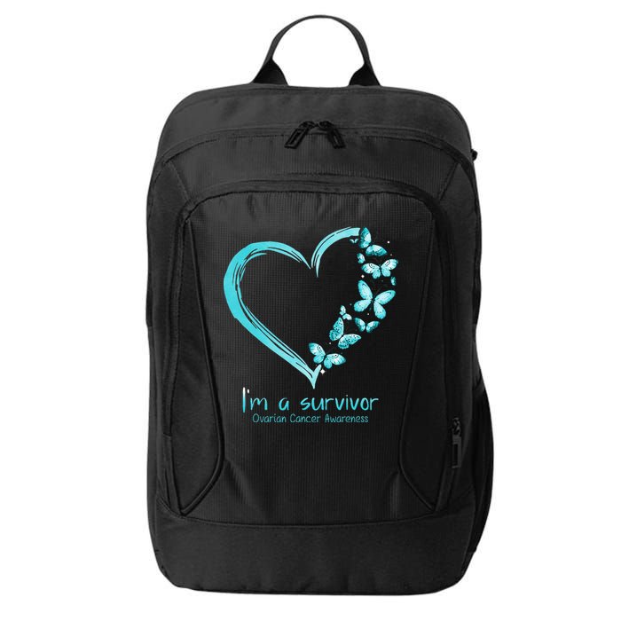 Teal Butterfly Heart Im A Survivor Ovarian Cancer Awareness City Backpack