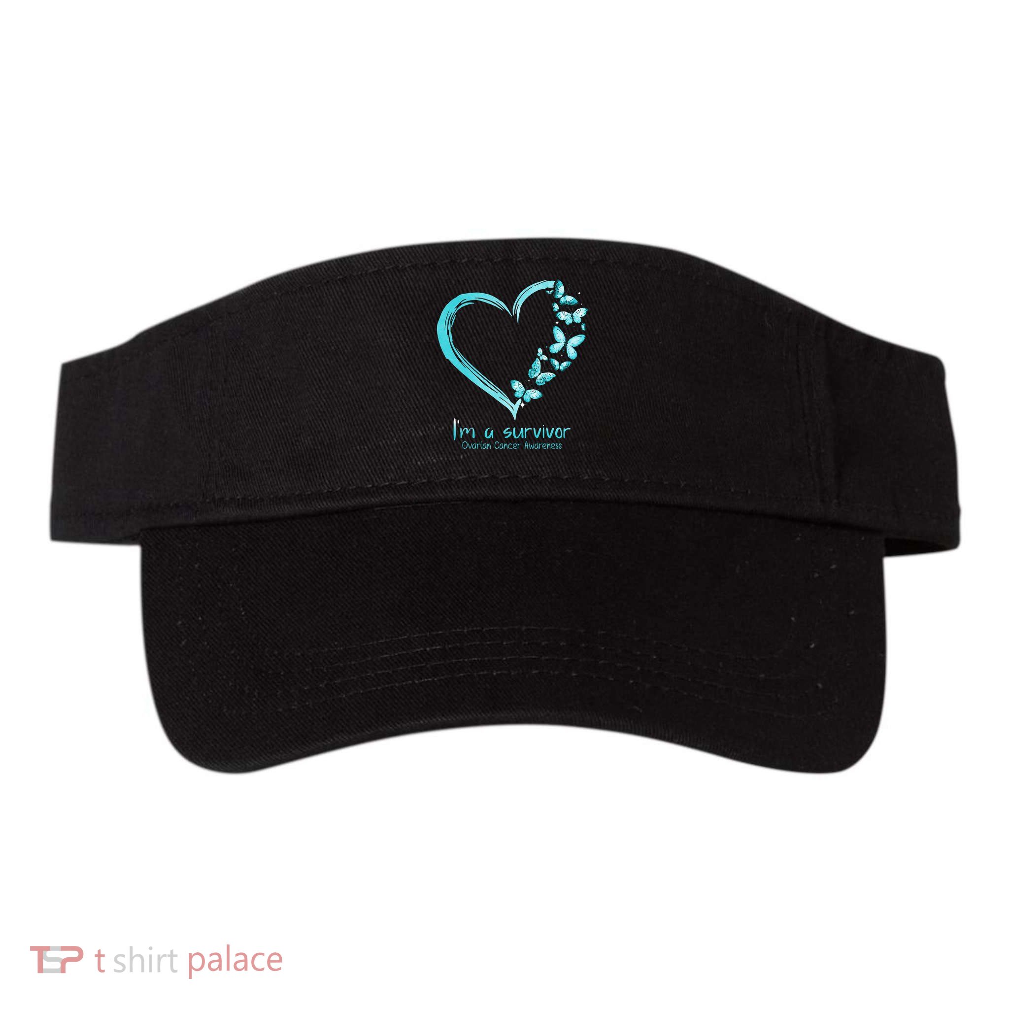 Teal Butterfly Heart Im A Survivor Ovarian Cancer Awareness Visor