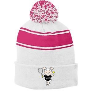 Tennis Ball Hogs Stripe Pom Pom Beanie