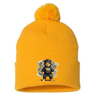 Teddy Bear Hustler Buisness Bear Dollar Street Clothes Pom Pom 12in Knit Beanie