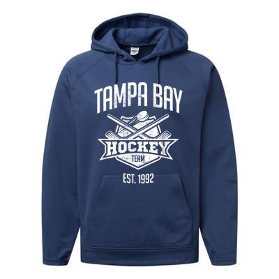 Tampa Bay Hockey Team Vintage Florida Est 1992 The Bolts Performance Fleece Hoodie