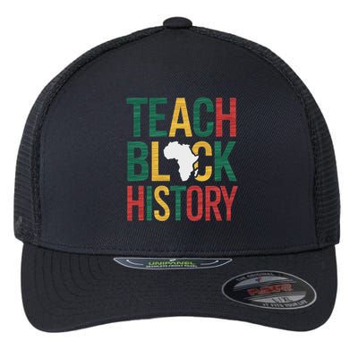 Teach Black History Teacher Afro Motivation Flexfit Unipanel Trucker Cap