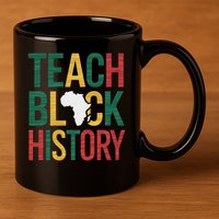 Teach Black History Teacher Afro Motivation 11oz C Handle Ceramic Mug
