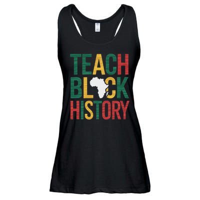 Teach Black History Teacher Afro Motivation Ladies Essential Flowy Tank