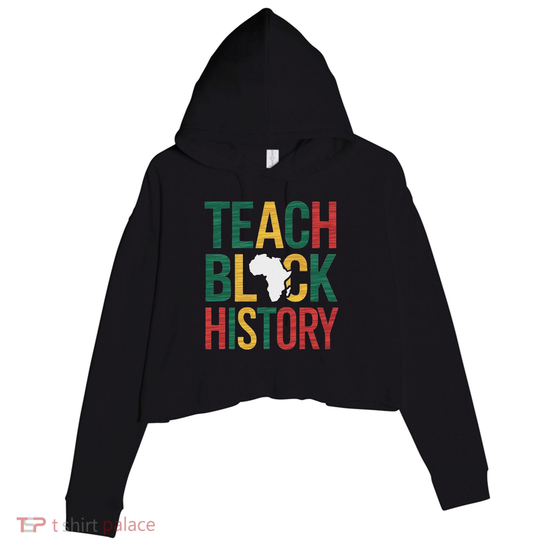 Teach Black History Teacher Afro Motivation Crop Fleece Hoodie
