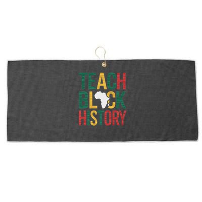 Teach Black History Teacher Afro Motivation Large Microfiber Waffle Golf Towel