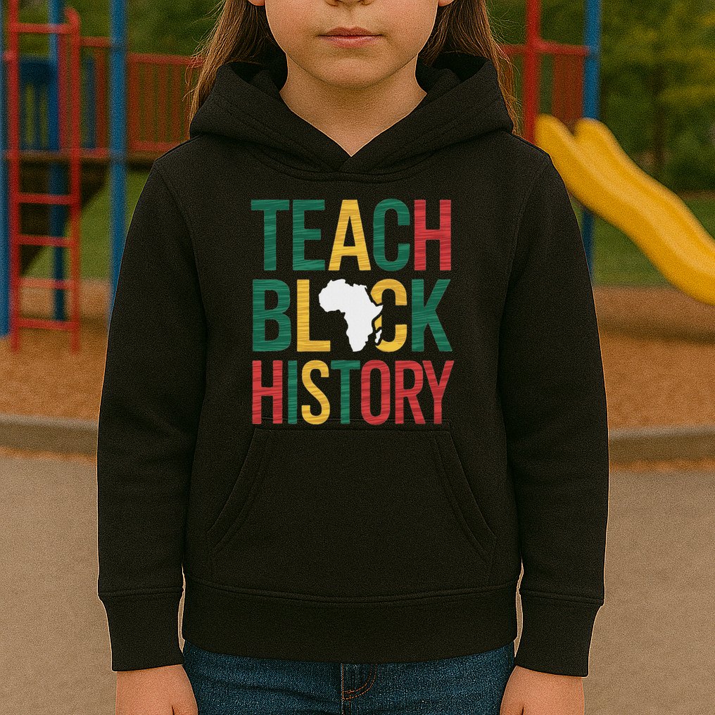Teach Black History Teacher Afro Motivation Kids Hoodie