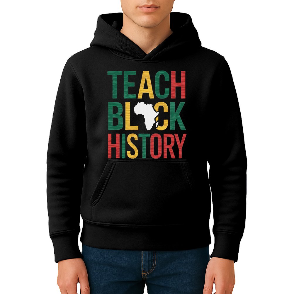 Teach Black History Teacher Afro Motivation Kids Hoodie
