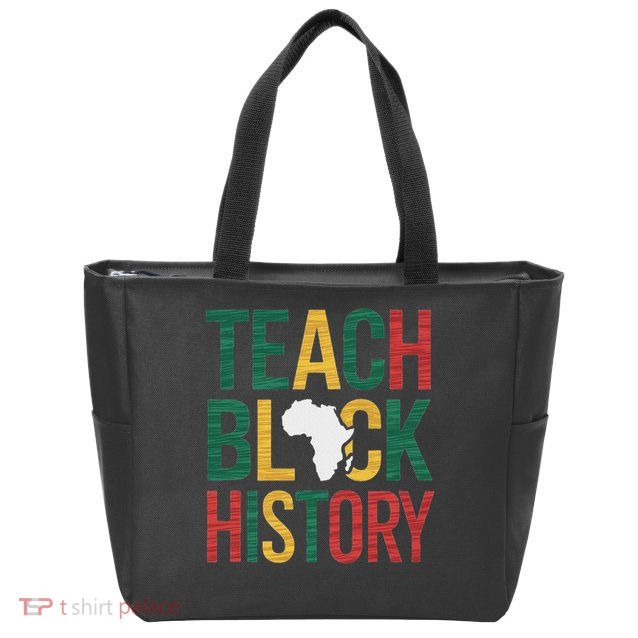 Teach Black History Teacher Afro Motivation Zip Tote Bag