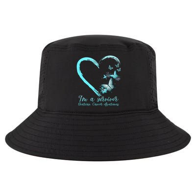 Teal Butterfly Heart Survivor Ovarian Cancer Awareness Tee Cool Gift Cool Comfort Performance Bucket Hat